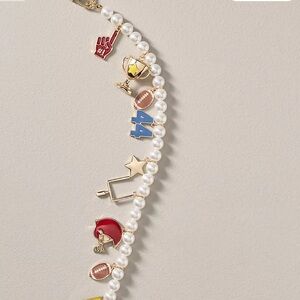 Anthropologie Icon Pearl Football Charm Bracelet NWT